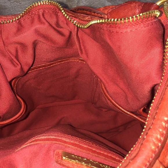DONATED Rough Roses Red Leather Handbag - Picture 4 of 8
